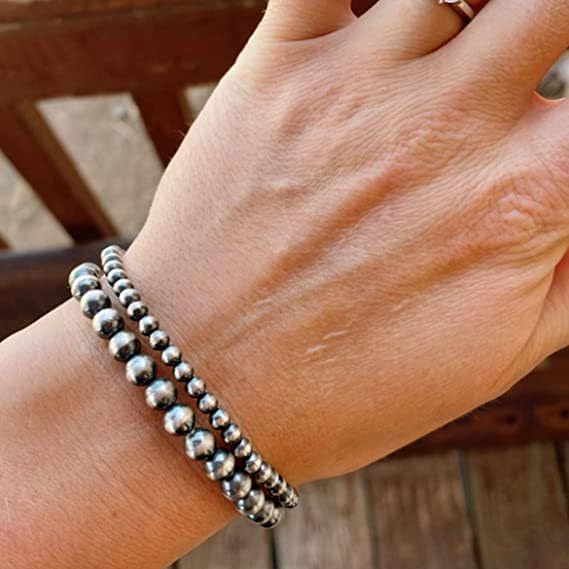 Caiyao 4PCS Navajo Pearl and Turquoise Bracelet Set Bohemian Style Layered Bracelet Set Western Cowgirl Vintage Jewelry-A 5