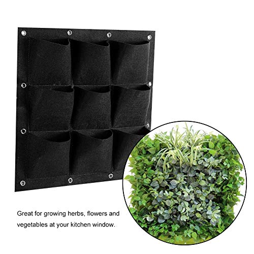 Atyhao Hanging Planter Bags, 9 Pocket Vertical Greening Hanging Wall Garden Grow Plant Bags Planter(black) - Image 4