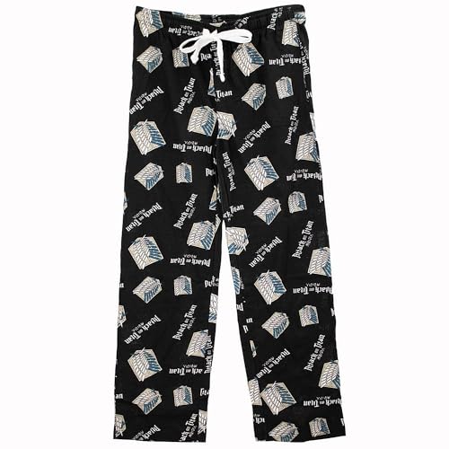 Ripple Junction Attack on Titan Men’s Lounge Pants Scout Regiment Shield Anime Kanji Logo All Over Print Officially Licensed2