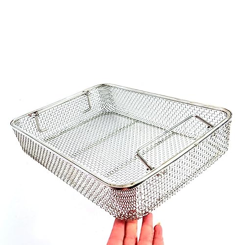 Generico Vassoio di sterilizzazione con cestello a Rete per Strumenti Chirurgici e dentali, Organizer per Strumenti autoclavabile con Coperchio (45 cm * 28 cm * 7 cm)
