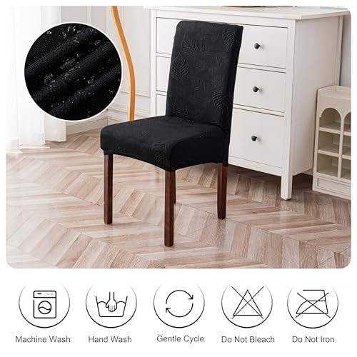 Image of Genina Waterproof Dining Chair Cover Set of 6,Large Chair Slipcover,Black