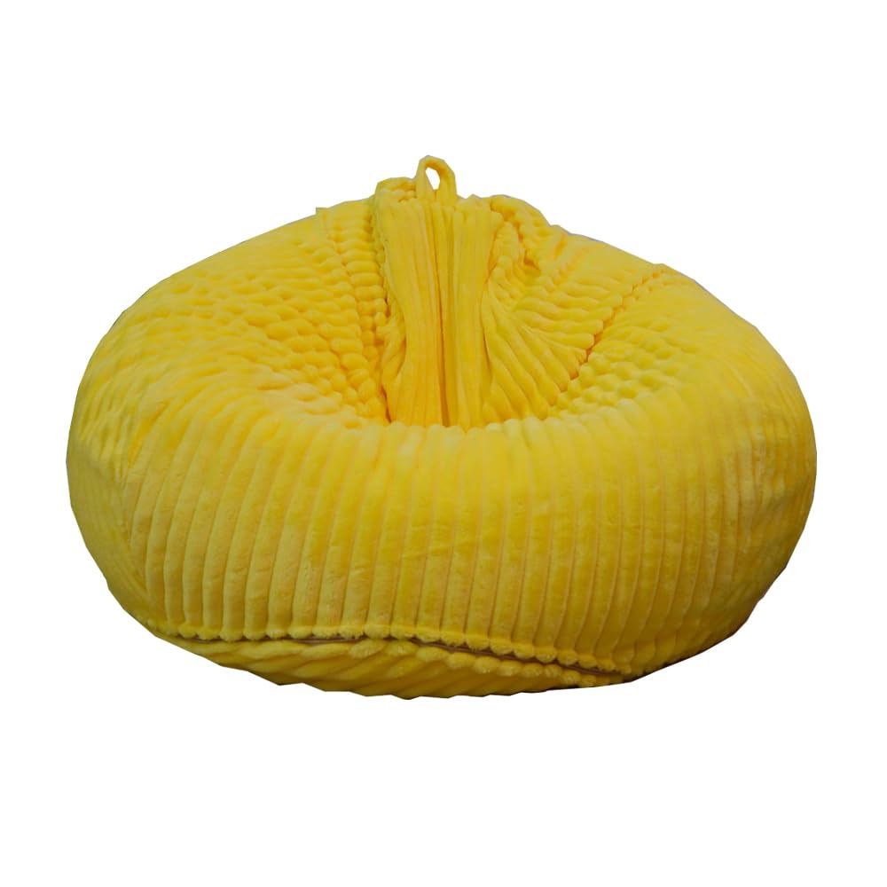Cover without filler Bean Bag Cover Bean Bags Chair without Filling Stuffed Animal Storage Washable Soft Plush Sofa Cover (Yellow, Large)