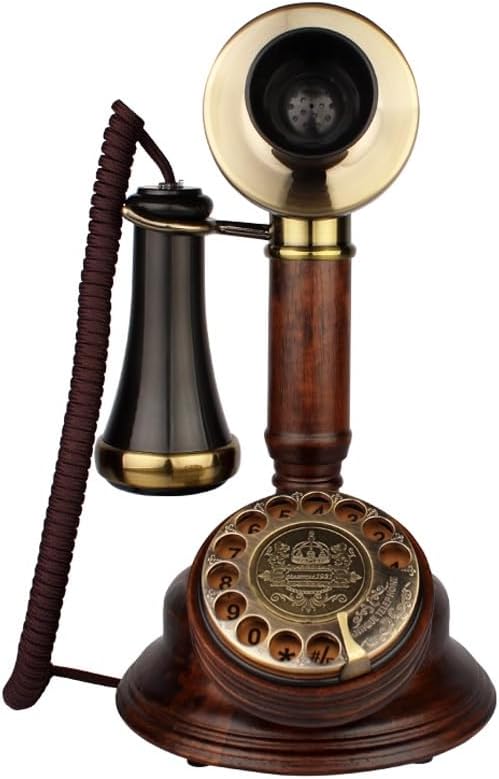 Retro Home Creative Wired Fixed Phone Nostalgic Landline Digital Button and Rotary Dial