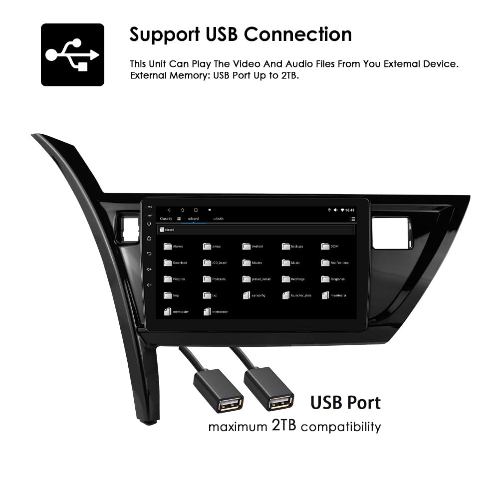 Ossuret Autoradio para Toyota Corolla Auris 2013-2016 (Volante a la Izquierda), 10.1 Zoll Android 14 Pantalla Táctil 2+32GB Navegación GPS con Carplay Android Auto WiFi Bluetooth USB