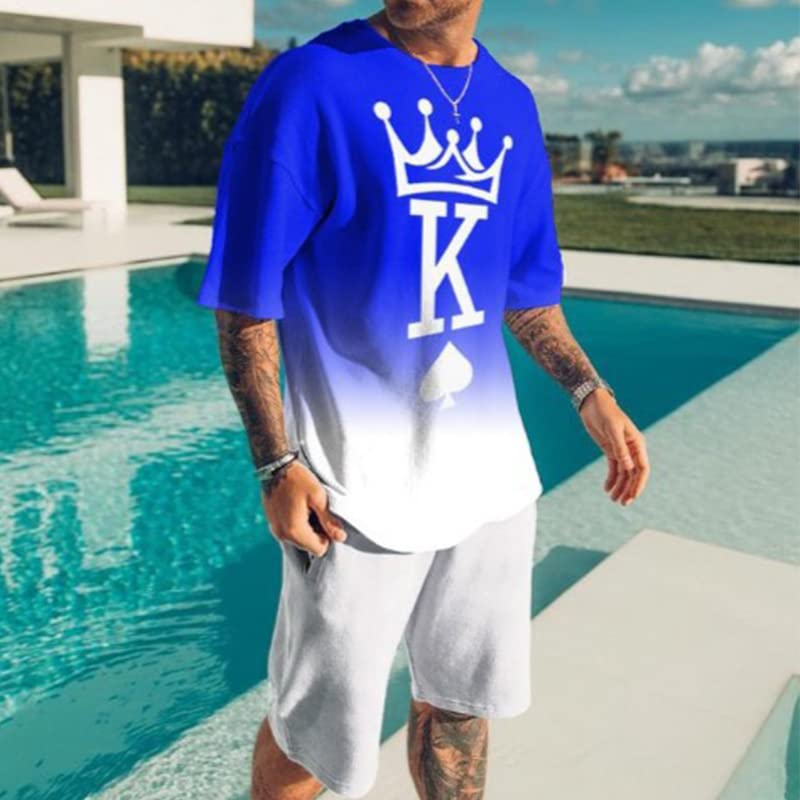 Survêtement homme grande taille 4XL short imprimé 3D et t-shirt confort