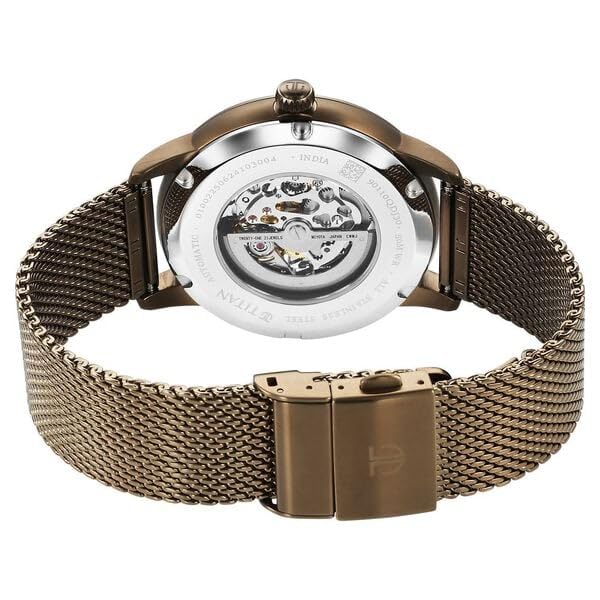 Image of Titan Automatic Color Upgrade Silver Dial Grey Leather Strap Watch for Men 90110QM03