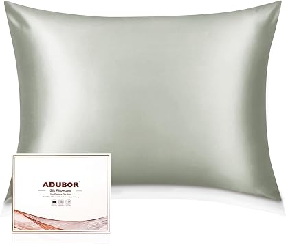 Adubor 100% Silk Pillowcase - Mulberry Silk Pillow Cases, 23 Momme 6A Grade Fibers, Silk Pillow Case for Hair and Skin Health, with Hidden Zipper Queen 20X30-2 pack, Dark Gray