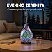 JOYOLO 120ML Essential Oil Diffuser, 3D Glass Aromatherapy Diffuser with Auto Shut-Off and 7 Color LED Lights, Ultrasonic Mist Humidifier with 4 Timer for Home Office Bedroom (3D Fireworks)