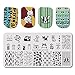 BEAUTYBIGBANG 4Pcs Nail Stamping Plate Animals Theme - Dogs Cats Panda Rabbit Owl Image Plates Nail Art Design Stamping Kit Manicure Template Set