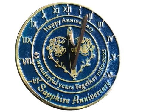 NauticalMart 45th Sapphire Wedding Anniversary Sundial Gift for Parents, Grandparents, Friends, Husband or Wife, Couples, Him & Her Unique Marriage Present 2025 (45th Anniversary)
