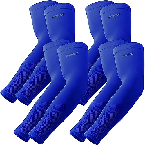 Image of YQXCC 4 Pairs UV Sun Protection Arm Sleeves - Tattoo Cover Up - UPF 50 Sports Compression Cooling Sleeve for Men & Women