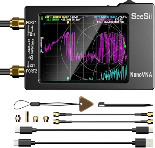 Seesii NanoVNA-H Analyseur de Réseau Vectoriel, Analyseur d'antenne V3,6 10KHz-1,5GHz...