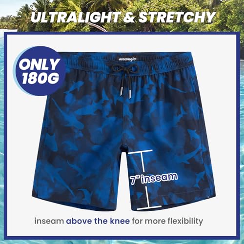 Image of maamgic Mens 7 inch Stretch Swim Trunks Quick Dry Mesh Lining Swimwear Bathing Suits