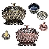 [Mano de obra exquisita] Con estilo clásico de forma de loto, cubierta hueca finamente estampada y base de loto bien pulida, no solo quemador de incienso práctico, sino también buena decoración para el hogar y la oficina.