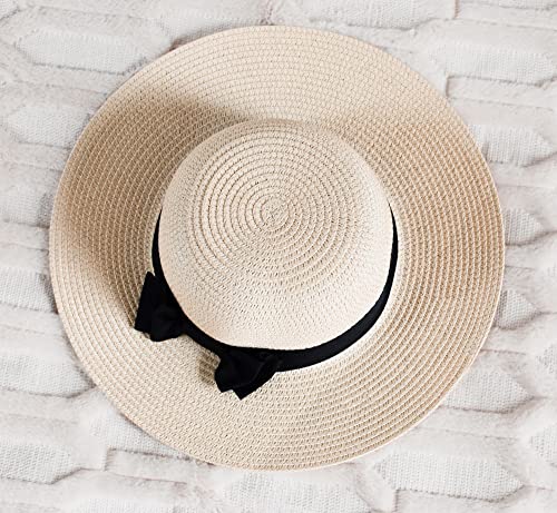 ModParty Girls Beach Hat | Straw Sun Hat with Black Ribbon Bow | Little Girls Summer Hat | Flower Girl Gift Idea | Birthday & Holiday Present | Tropical Beach & Pool Accessory for Kids3