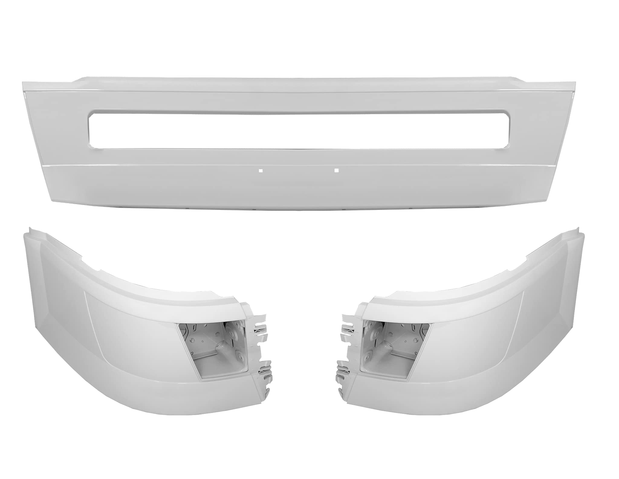 Compatible With VOLVO VNL TRUCK 04-15 BUMPER SET CORNER LEFT RIGHT CENTER PAINTED WHITE VNL VN EXTENSION P3029