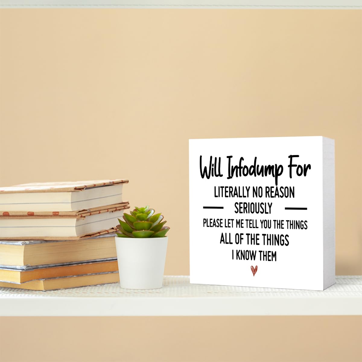 Funny Adhd Desk Decor Wood Box Sign,All Of The Things I Know Them Wooden Block Sign for Home Office Tabletop Shelf Decor 5" x 5",Adhd Gifts for Women