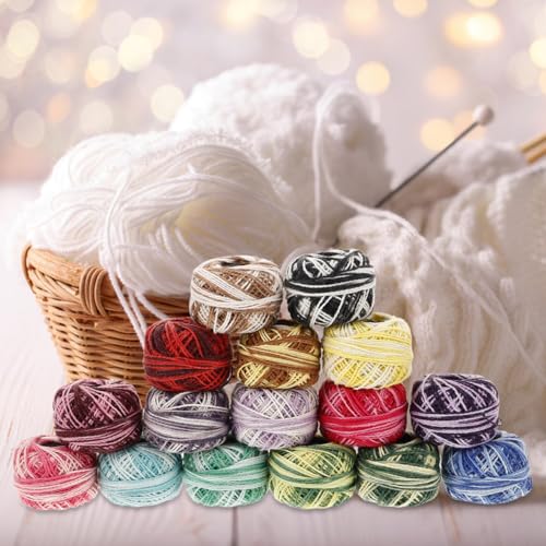 Image of STOBOK Crochet Thread 16 Colors 100% Cotton Yarn for Crocheting Embroidery Thread Set Craft Supplies for DIY Home Sewing Projects