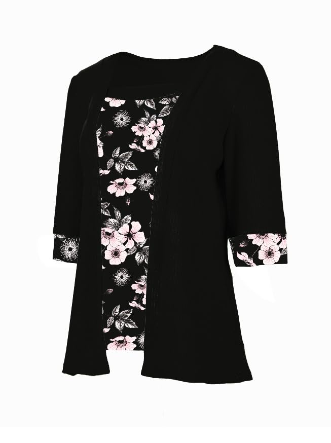 Women's Fake Two-Piece T-Shirt Printed Summer Short Sleeve Top Casual Loungewear Beach Vacation Tee