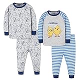 Canticos Baby Boys' 4-Piece Snug Fit Cotton Pajamas, Grey, 12 Months