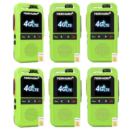 Image of TIDRADIO TD-G100 Rapid Unlimited Range 4G LTE PoC Radios Long Range Walkie Talkies,Nationwide PPT Two Way Radios,Global Walkie-Talkie for Family,Logistics,Construction site,Green-6Pack