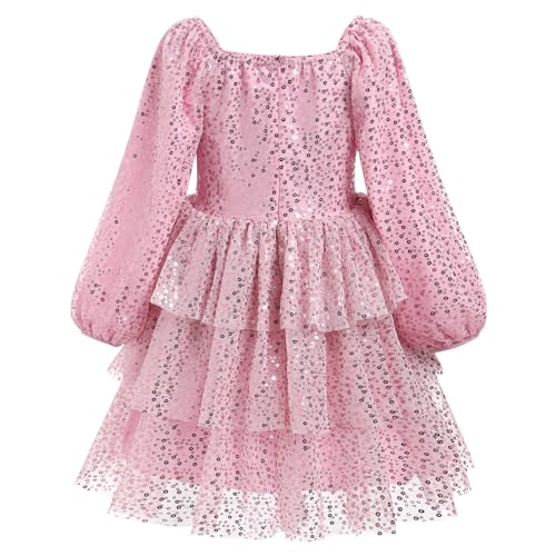 IBTOM CASTLE Kids Girls Fall Winter Dress Long Sleeve Sparkly Sequins Tiered Dress Birthday Party Cake Smash Pageant Dress2