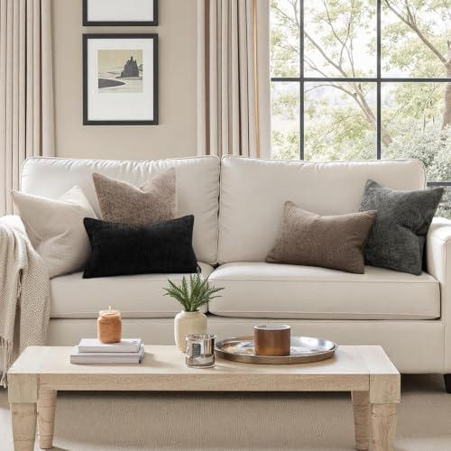 Image of MIULEE Dercorative Lumbar Throw Pillow Covers 12x20 Inch Brown 2 Pack