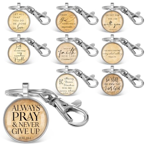 Image of Fumete Christian Keychain Bulk Bible Verse Religious Key Chains Scripture Quote Positive Gift for Women Men Church Pastor