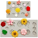 2 Pcs Polymer Clay Molds Flower Polymer Clay Molds for Jewelry Making, Daisy Rose Sunflower Nosegay Miniature Clay Molds Polymer Clay Molds for Polymer Clay Earrings Decoration for Clay Jewelry