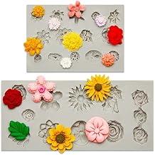2 Pcs Flower Polymer Clay Molds for Jewelry Making, Daisy Rose Sunflower Nosegay Miniature Polymer Clay Molds for Jewelry Earrings Decoration