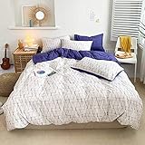 STACYPIK Cotton Duvet Cover Sets White Bedding Sets Modern Geometric Pattern King Duvet Cover Comforter Cover Sets 3 Pieces Kids Adult Bedding Sets Lightweight Soft Duvet Covers