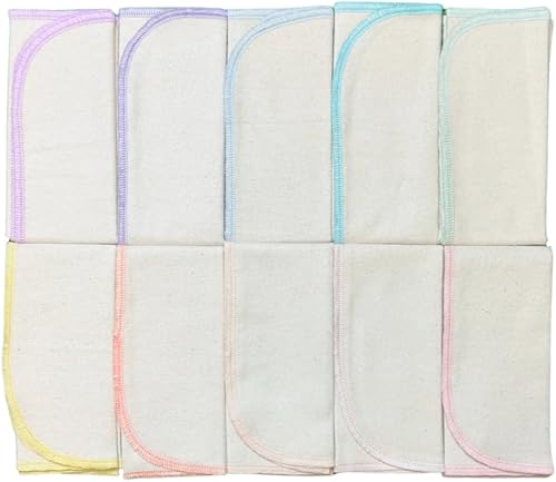 Miniatura 2 de Gina's Soft Cloth Shop 11x12 1 Ply Certified Organic Cotton Flannel Set of 10 Paperless Towels Pastel Edges. Proudly Made in the USA!
