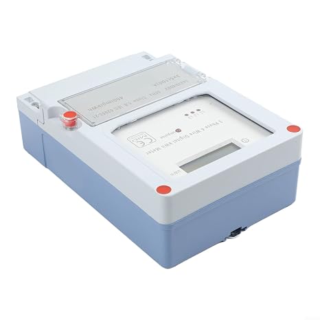 Three Phase Energy Meter 100A Wall Mount LCD Display 3x230/400V Digital kWh Counter for Home Commercial Use White 155x110x46mm