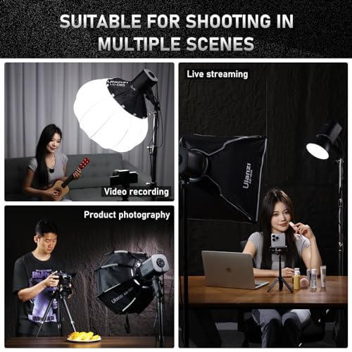 ULANZI VIJIM Luz de vídeo LED de 100 W, iluminação de saída contínua COB portátil com controle de fi