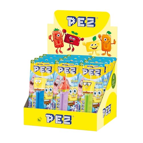 PEZ - PEZ Boîte Présentoir de 12 Blisters (1 distributeur + 1 recharge de bonbons) Bob l'Eponge