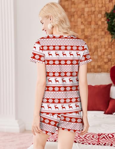 Image of Ekouaer Womens Pajama Sets Short Sleeve Pajamas for Women Sets Soft Lounge Sets Casual V Neck Sleepwear PJS