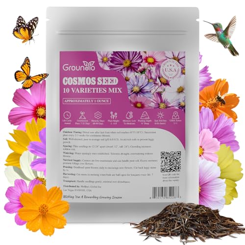 Groundio Cosoms Seeds, 10 Varieties 1 OZ Wildflower Seeds (Sensation
