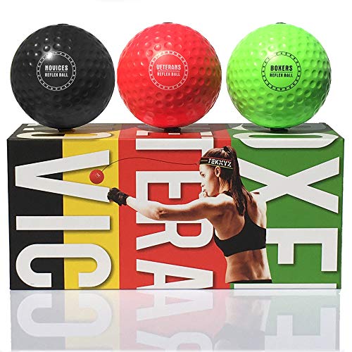 TEKXYZ Reflex Ball Upgraded Set - Comfortable Headband with 3 React Reflex Balls