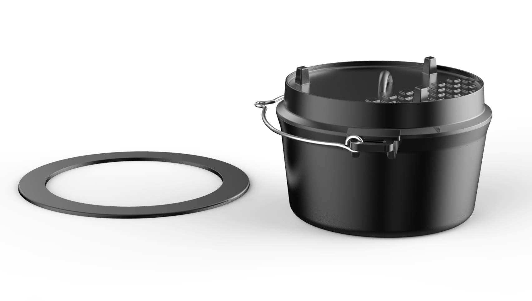 tepro Akcesoria do grilla żeliwna wkładka typu Dutch-Oven, system Rost-in-Rust okrągły 57 cm Ø czarny
