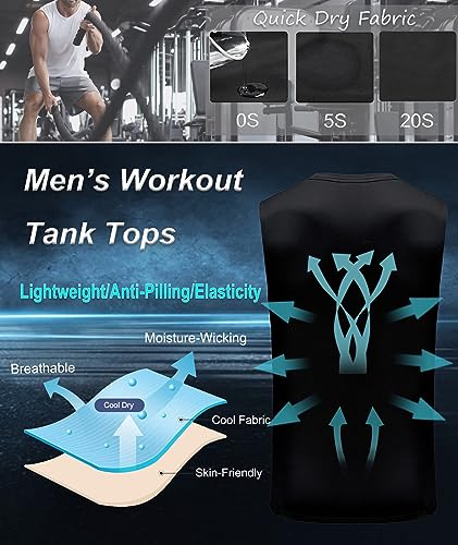 Boyzn Men's 3 Pack Workout Tank Tops Gym Athletic Muscle Tee Bodybuilding Fitness Sleeveless T-Shirts2
