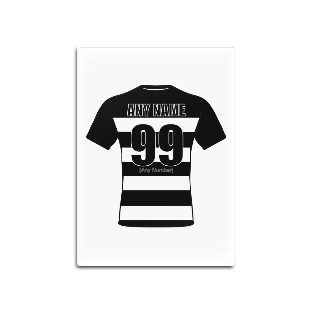 Personalised Gift - Hull Glass Fridge Magnet (Rugby League Design Theme, Colour Options) - Any Name/Message on Your Unique - Airlie Birds The Cream Black and Whites