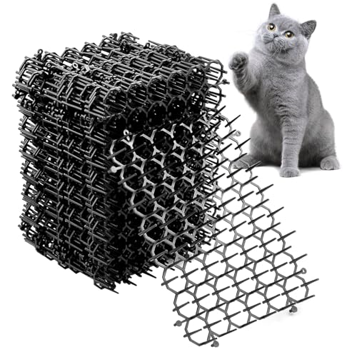 12 Pz Dissuasore per Gatti Repellente in Plastica, Tappetino Repellente Gattio, 20,5 x 15 cm Anti Gatto Tappetino con Punte per Giardino Interno Esterno, Tieni Lontani Gatti e Altri Animali