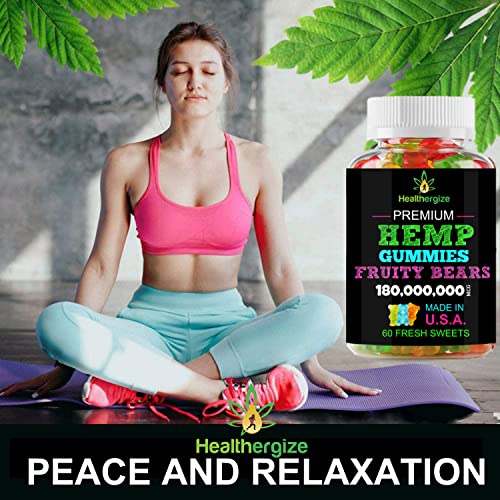 2Pack Hemp Gummies Premium Hemp Gummy Bears-For Sleep, Calm, Relax, Muscles, Inflammation-Natural Hemp Party-Made In Usa #TOP5