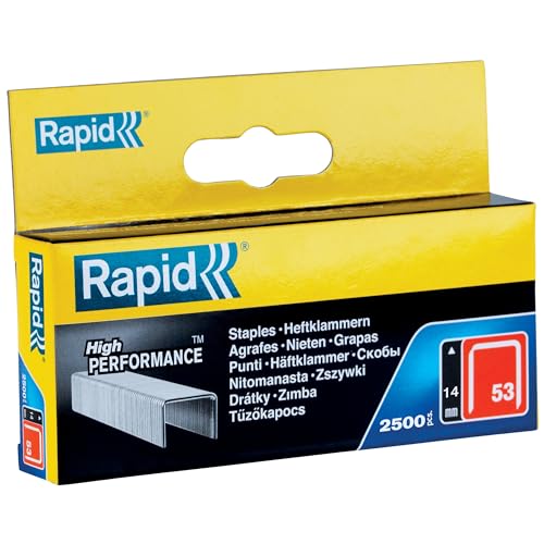 Rapid Caja de Grapas para Textil N.º53 de Alambre Fino de Acero Galvanizado, 8 mm – 2.500 Grapas