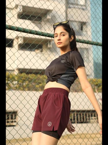 Image of CHKOKKO Gym Shorts for Women Workout Sports Running Quick Dry Fit Double Layer Inner Compression with Pockets Breathable Lightweight Wear