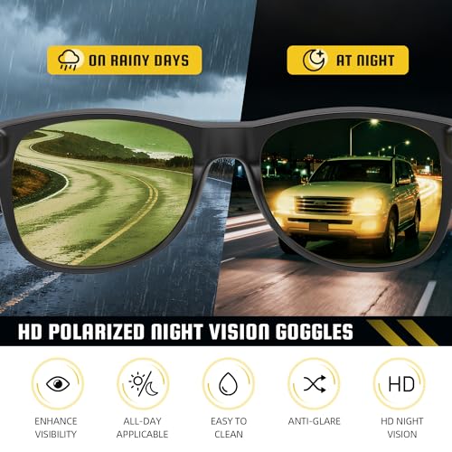Image of FEIDUSUN Night Driving Glasses for Men Women-Anti Glare Polarized Night Vision Glasses with HD Yellow Lens