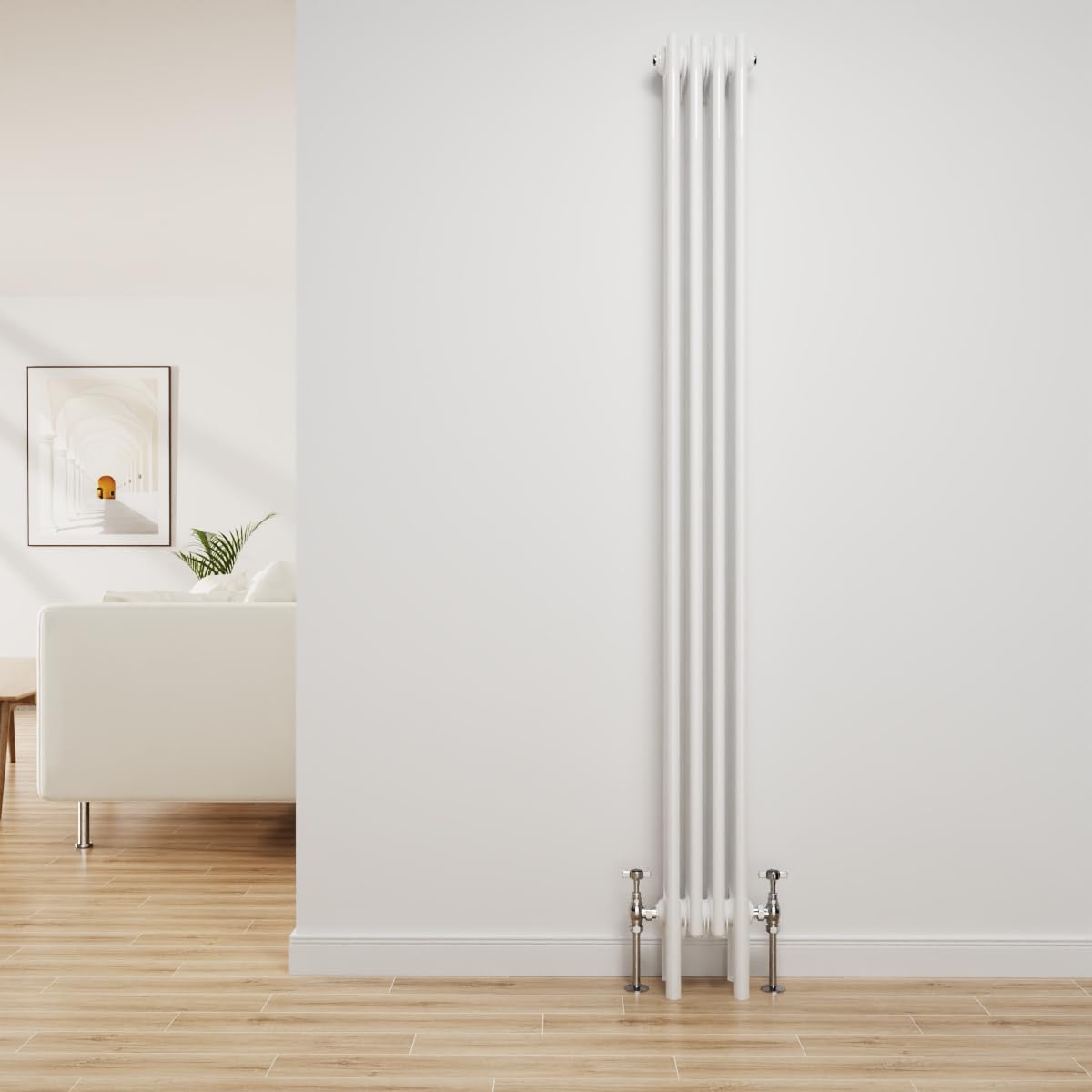 Nrg Gloss White Traditional Radiator Cast Iron 4 Column Vertical Central Heating Bathroom Radiators 1800X200mm