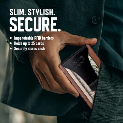 Rowdy Parrot ElasTech™ Tactical Wallets for Men - RFID Blocking - CNC Machined - Top Grain Leather and Aerospace Grade Aluminum - Slim Minimalist Money Clip Wallet - Gift Box Included - USA Owned4