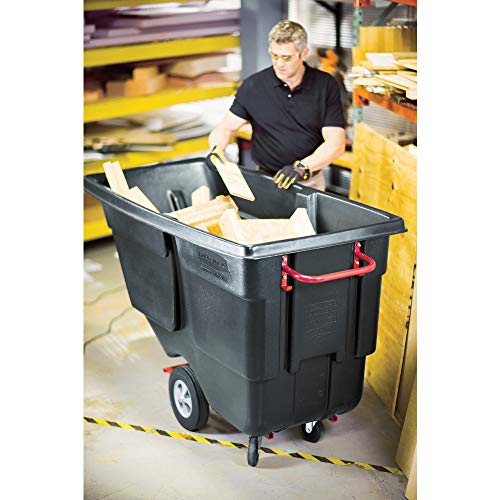 Image of Rubbermaid Commercial Polyethylene Tilt Truck, Heavy Duty 2300-Pound Capacity, Black, for Distribution Centers /Warehouse /Manfacturing /Construction