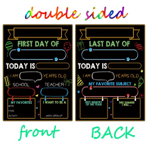First Day Of School Board, 11.8" X 9.8" Chalkboard Sign Double Sided Reusable Wood Sign For Kindergarten, Preschool, Back To School Supplies Signs For Kids,Suitable For Chalk And Liquid Chalk #TOP1